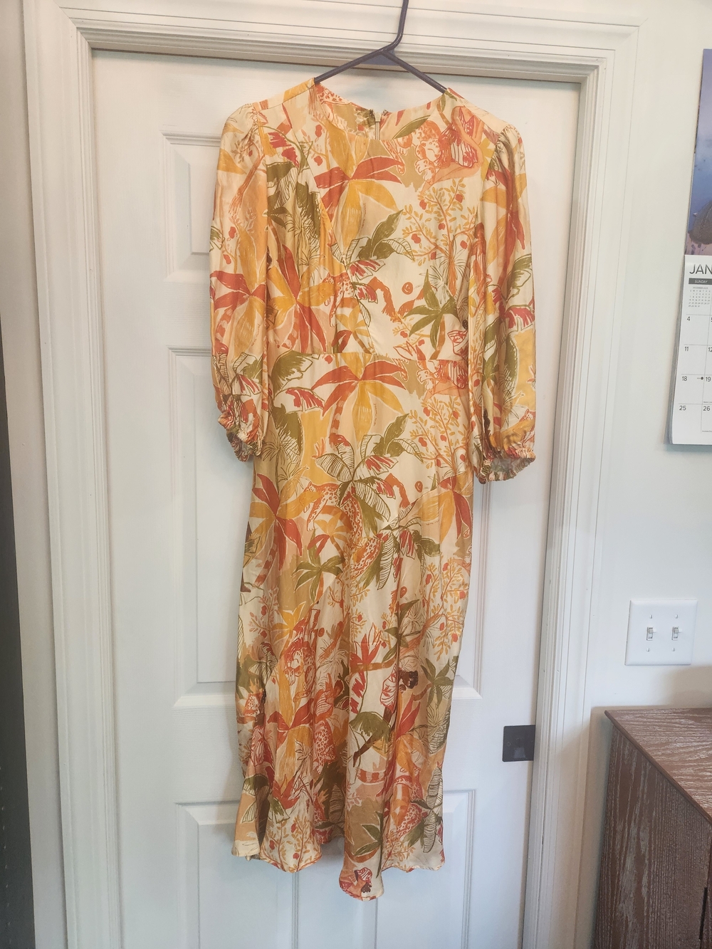 Farm Rio Leopard Forest Sand Midi Dress